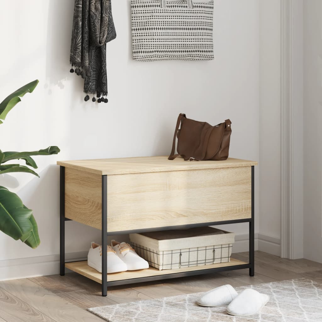 vidaXL Storage Bench Sonoma Oak 70x42.5x47 cm Engineered Wood - Sudd