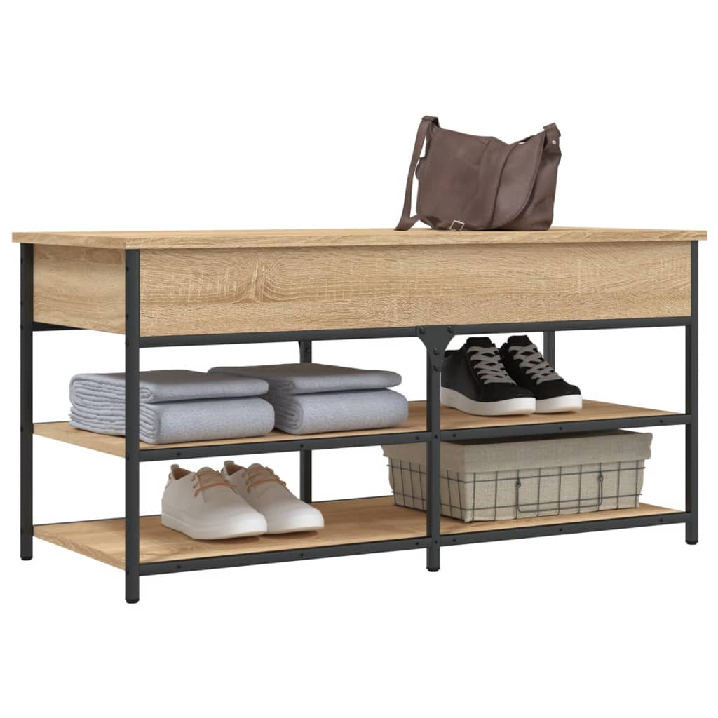 vidaXL Shoe Bench Sonoma Oak 100x42.5x50 cm Engineered Wood - Sudd