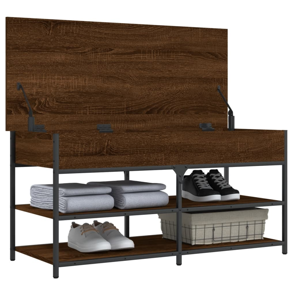 vidaXL Shoe Bench Brown Oak 100x42.5x50 cm Engineered Wood - Sudd