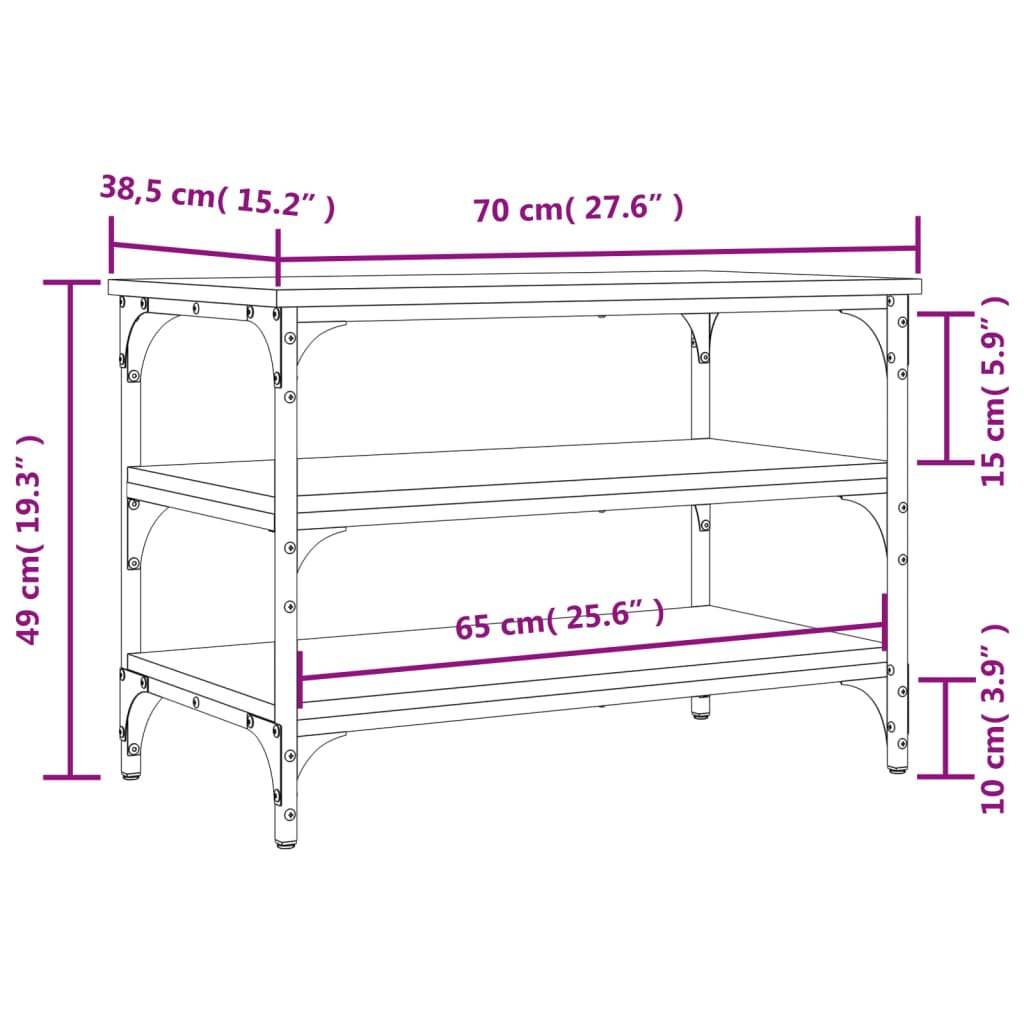 vidaXL Shoe Bench Brown Oak 70x38.5x49 cm Engineered Wood - Sudd