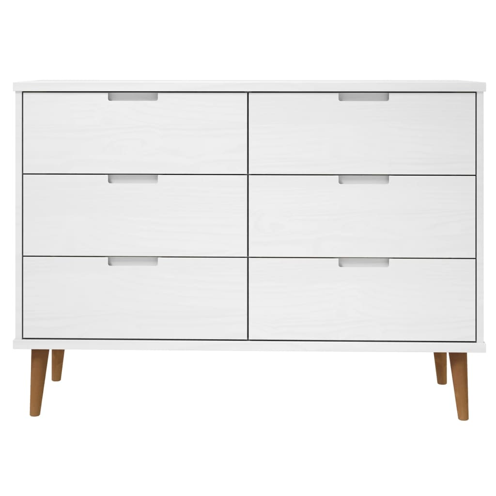 vidaXL Drawer Cabinet MOLDE White 113x40x80 cm Solid Wood Pine - Sudd