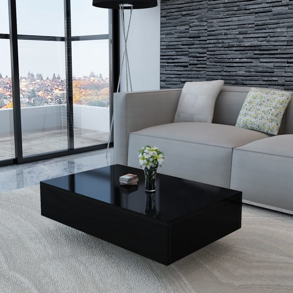 vidaXL Coffee Table High Gloss Black - Sudd