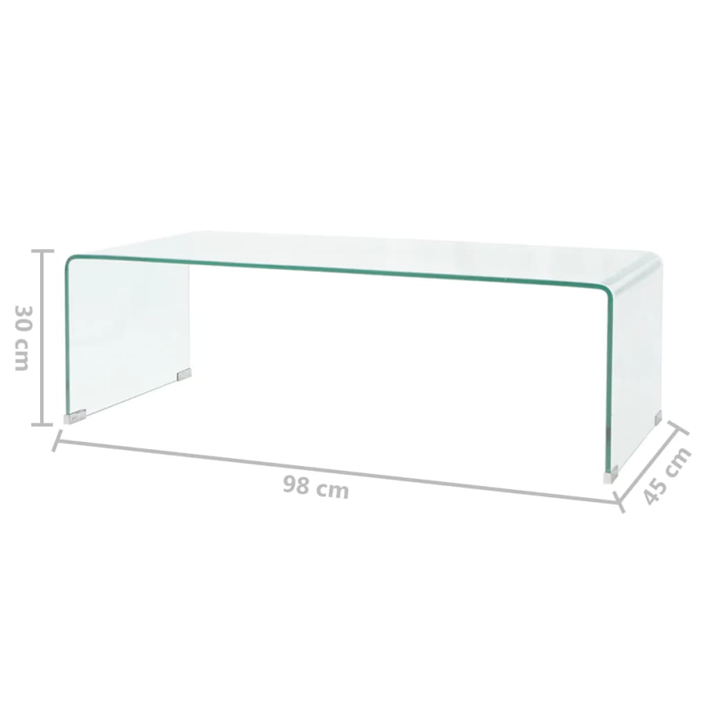 Coffee Table Clear Tempered Glass 98x45x30 cm - Sudd