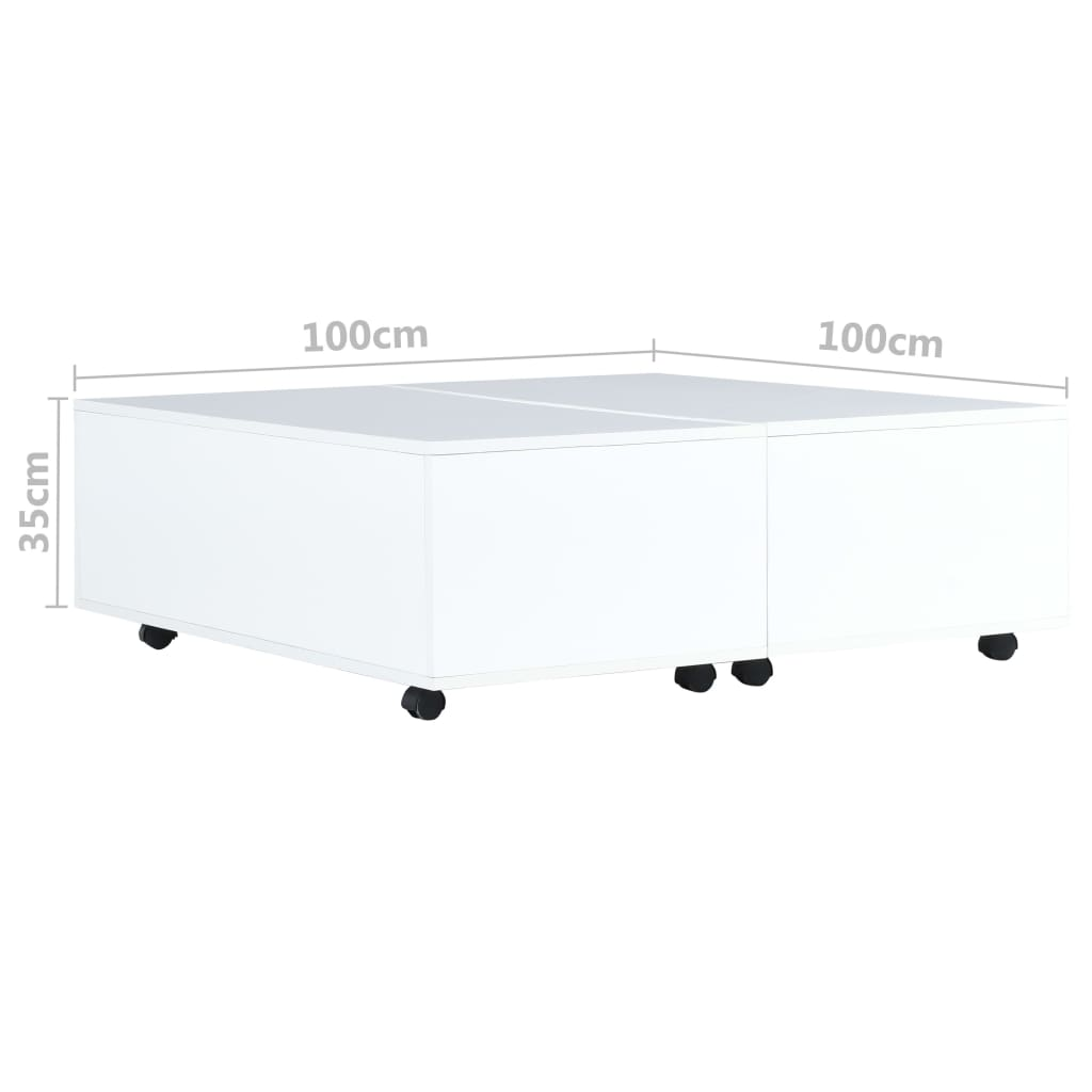 vidaXL Coffee Table High Gloss White 100x100x35 cm - Sudd