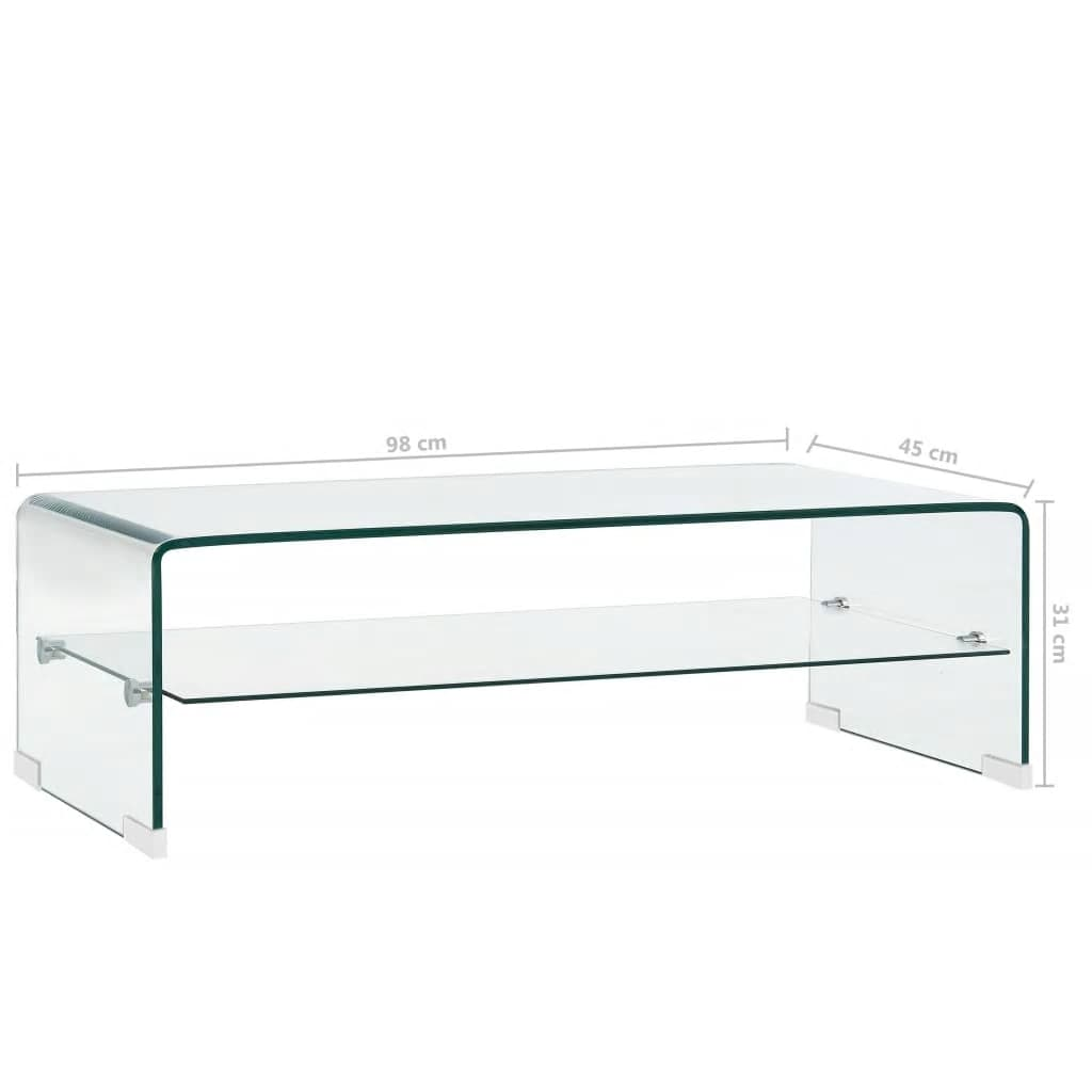 vidaXL Coffee Table Clear 98x45x31 cm Tempered Glass - Sudd