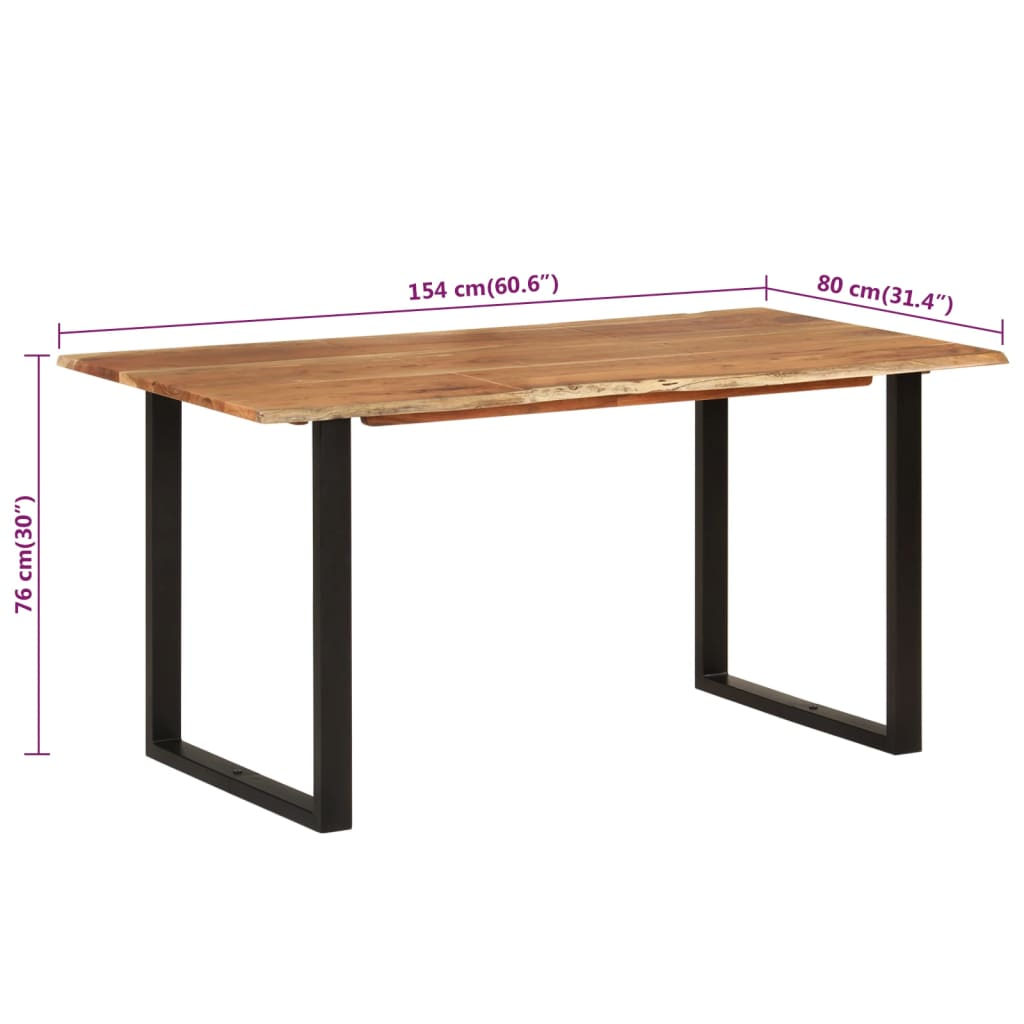 vidaXL Dining Table 154x80x76 cm Solid Acacia Wood - Sudd