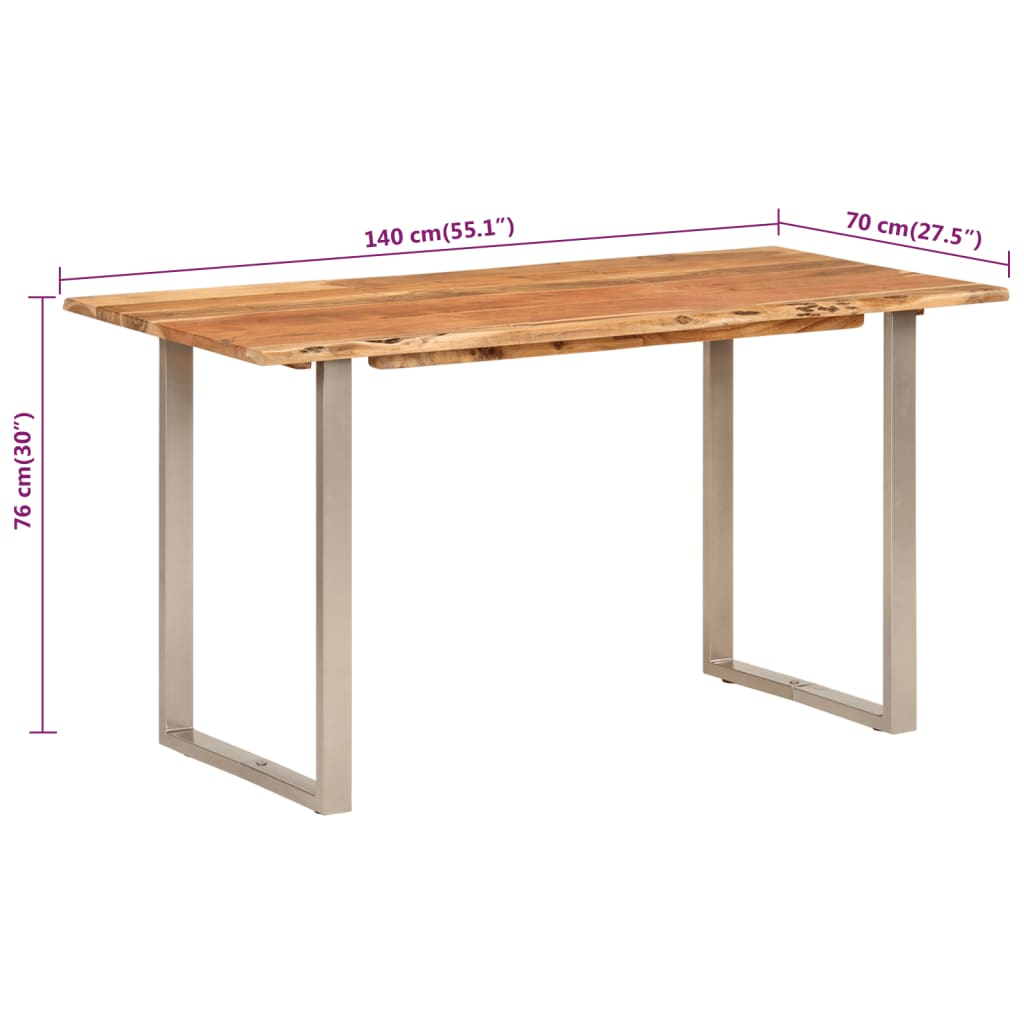 vidaXL Dining Table 140x70x76 cm Solid Acacia Wood - Sudd