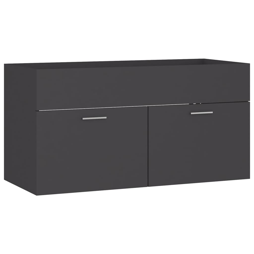 vidaXL Sink Cabinet with Built-in Basin Grey Engineered Wood - Sudd