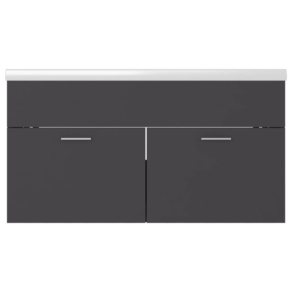 vidaXL Sink Cabinet with Built-in Basin Grey Engineered Wood - Sudd