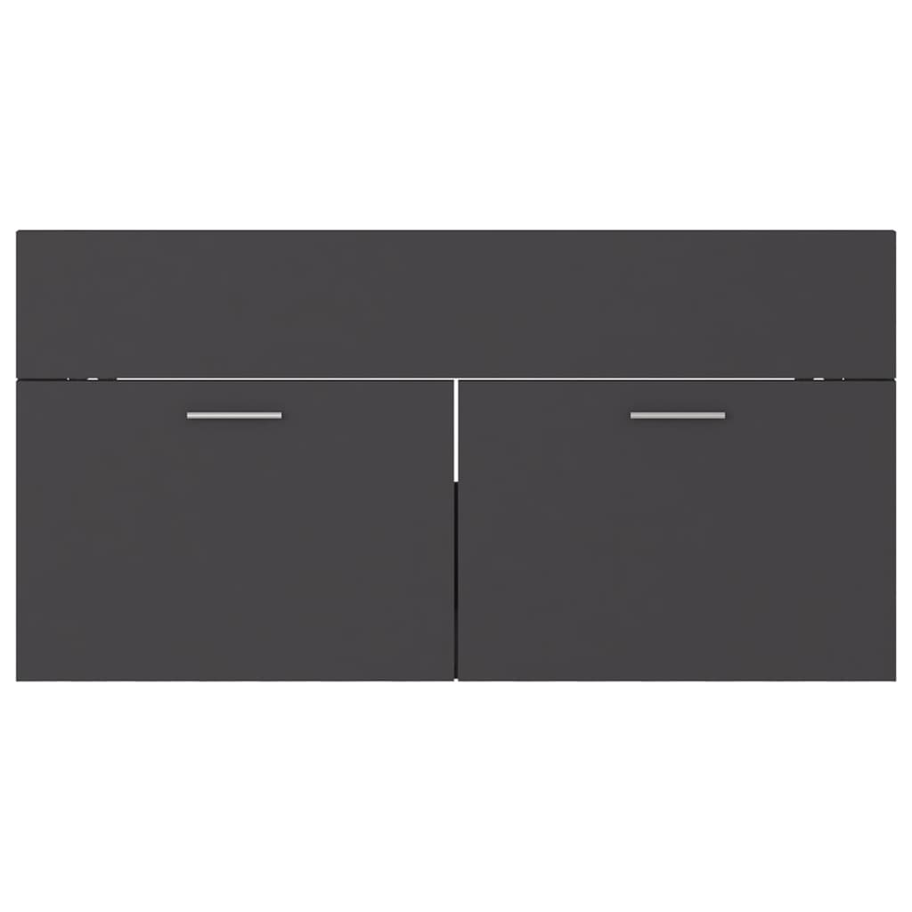 vidaXL Sink Cabinet with Built-in Basin Grey Engineered Wood - Sudd