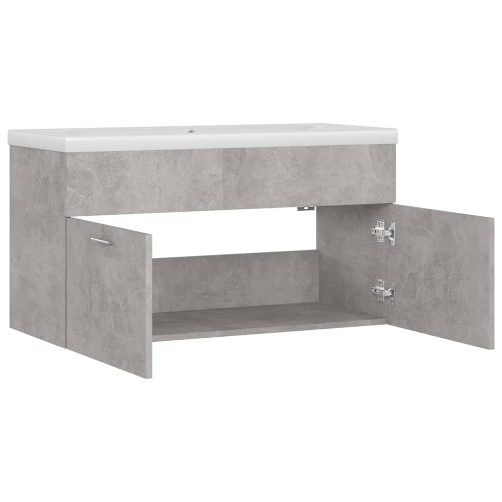 vidaXL Sink Cabinet with Built-in Basin Concrete Grey Engineered Wood - Sudd