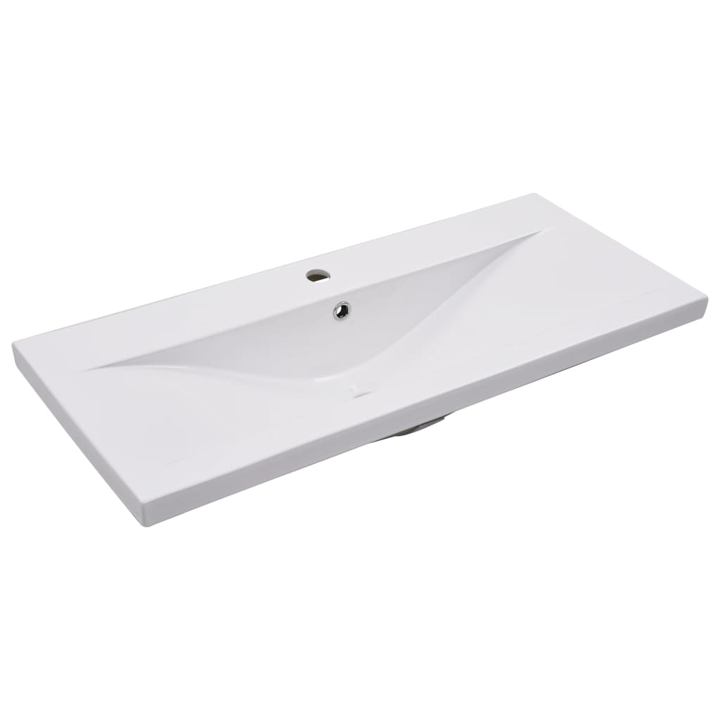 vidaXL Sink Cabinet with Built-in Basin High Gloss White Engineered Wood - Sudd