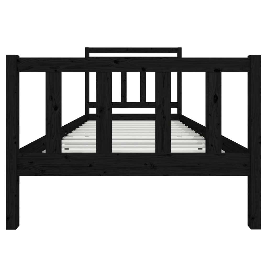 vidaXL Bed Frame Black Solid Wood 100x200 cm - Sudd