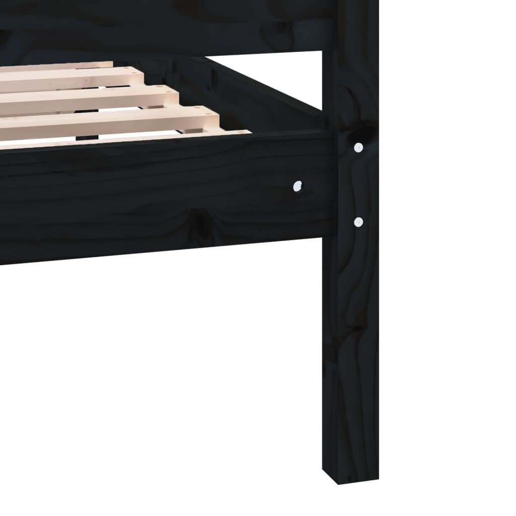 vidaXL Bed Frame Black Solid Wood 100x200 cm - Sudd