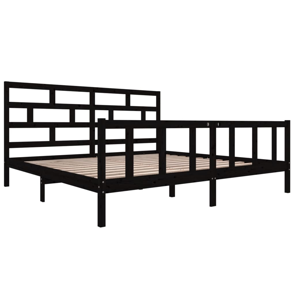 vidaXL Bed Frame Black Solid Wood Pine 200x200 cm - Sudd