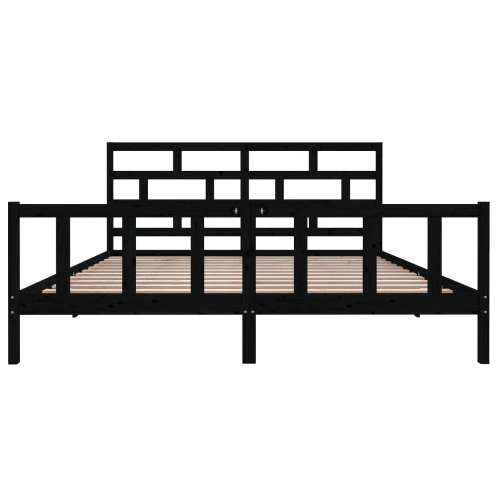 vidaXL Bed Frame Black Solid Wood Pine 200x200 cm - Sudd