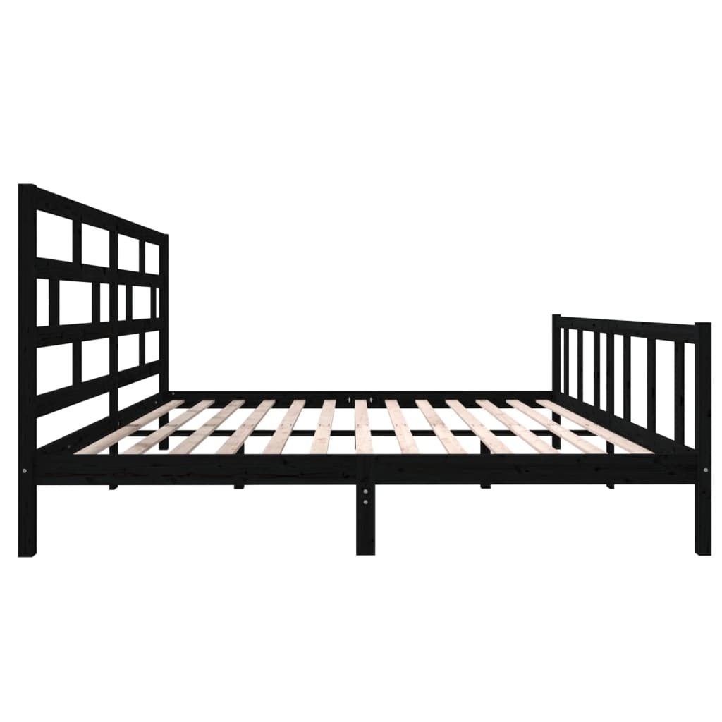 vidaXL Bed Frame Black Solid Wood Pine 200x200 cm - Sudd