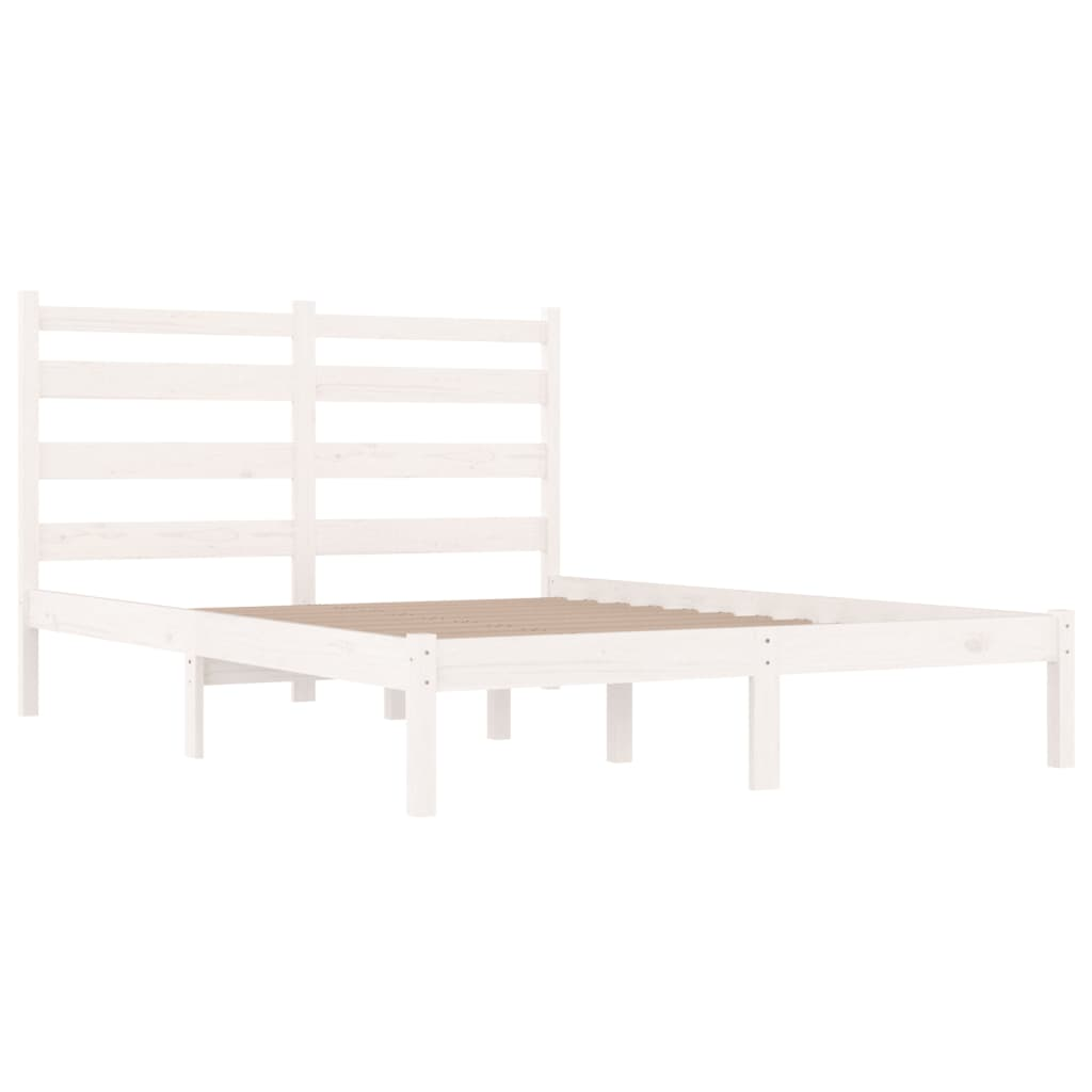 vidaXL Bed Frame White Solid Wood Pine 150x200 cm King Size - Sudd