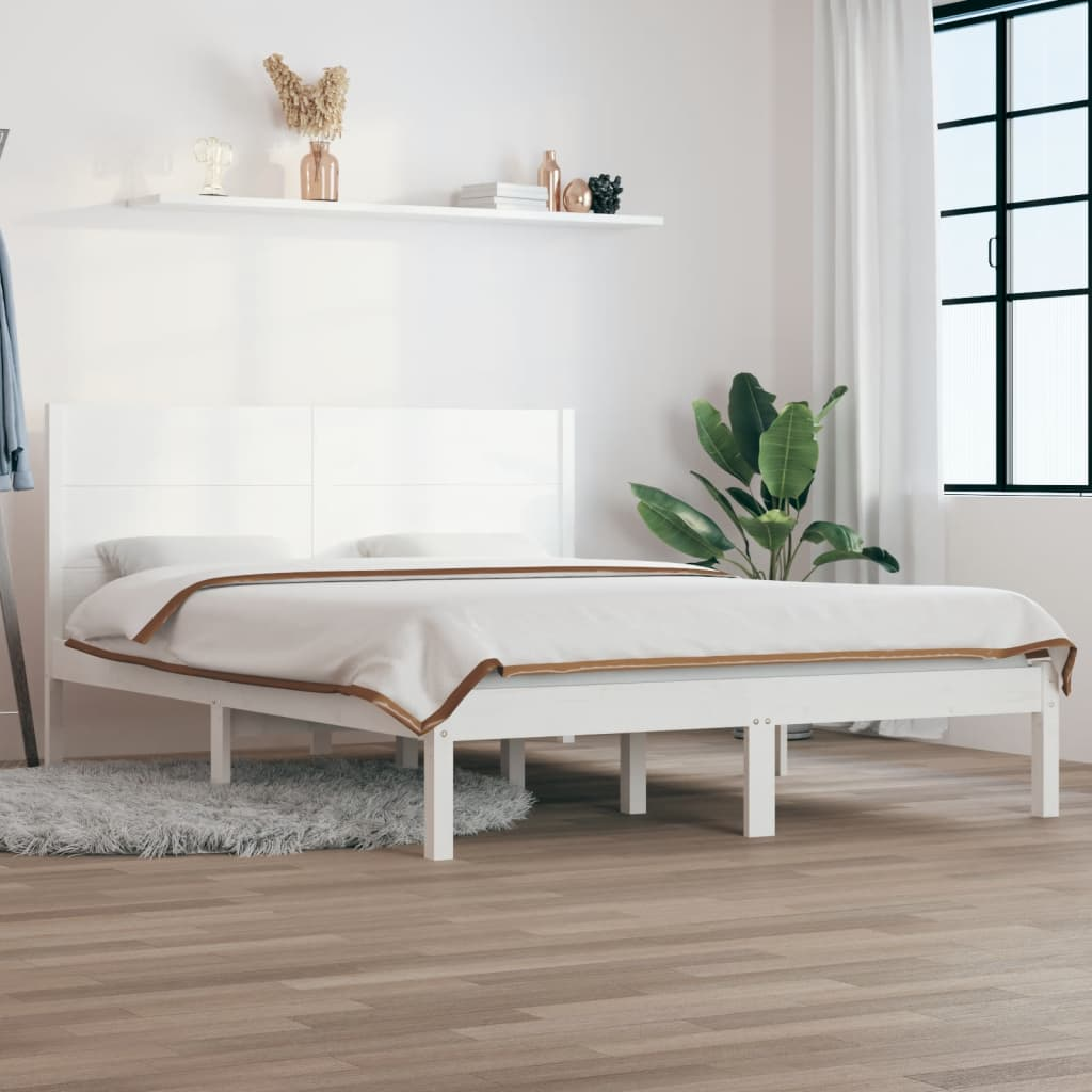 vidaXL Bed Frame White Solid Wood Pine 160x200 cm - Sudd