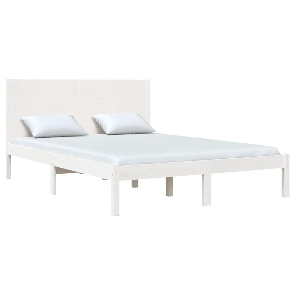 vidaXL Bed Frame White Solid Wood Pine 160x200 cm - Sudd