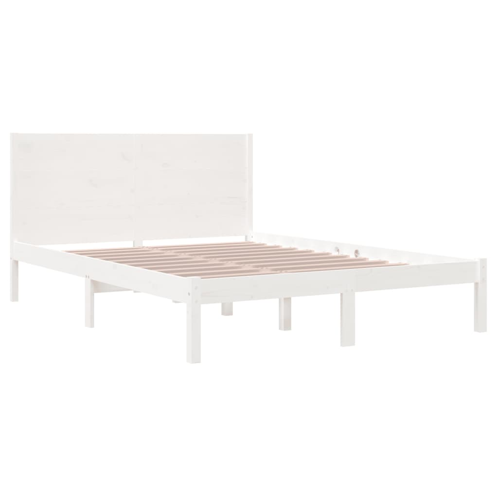 vidaXL Bed Frame White Solid Wood Pine 160x200 cm - Sudd