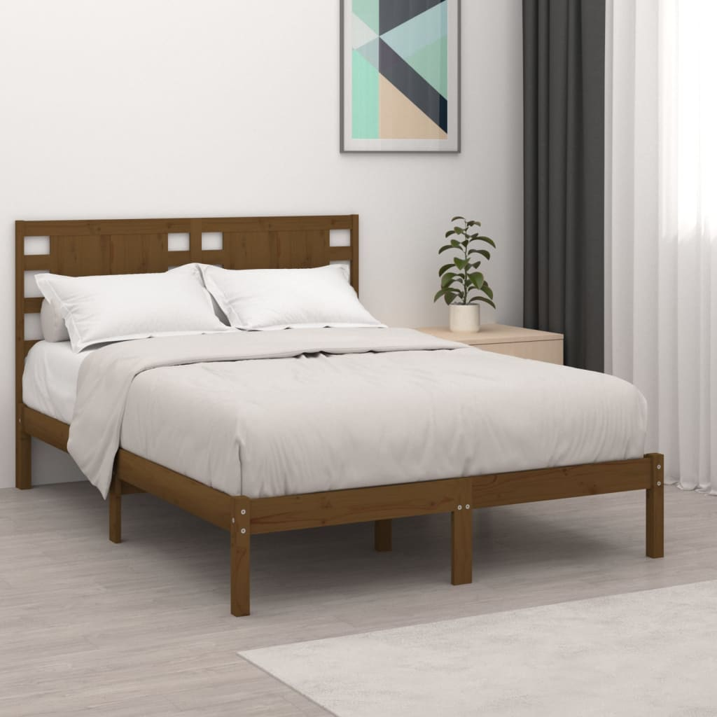 vidaXL Bed Frame Honey Brown Solid Wood 120x190 cm Small Double - Sudd