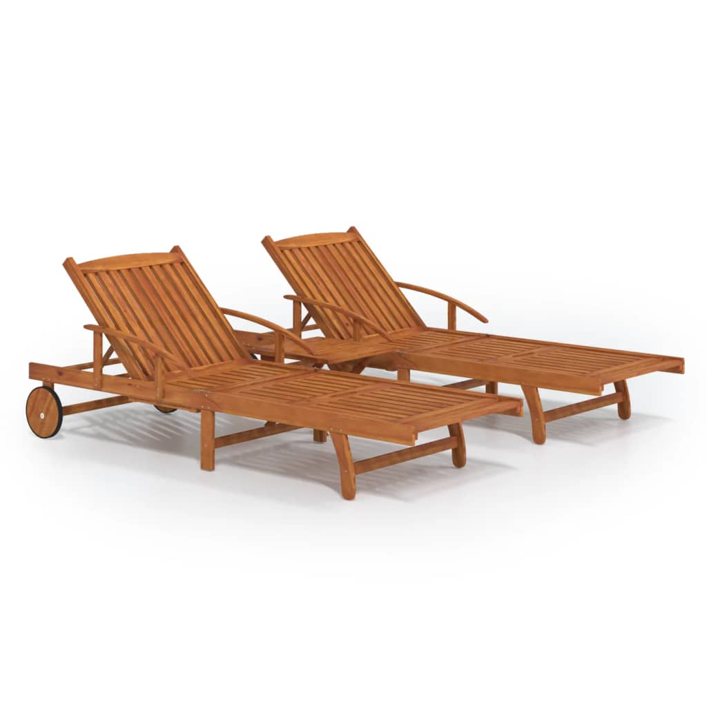 vidaXL 2 Piece Sunlounger Set with Table Solid Wood Acacia - Sudd