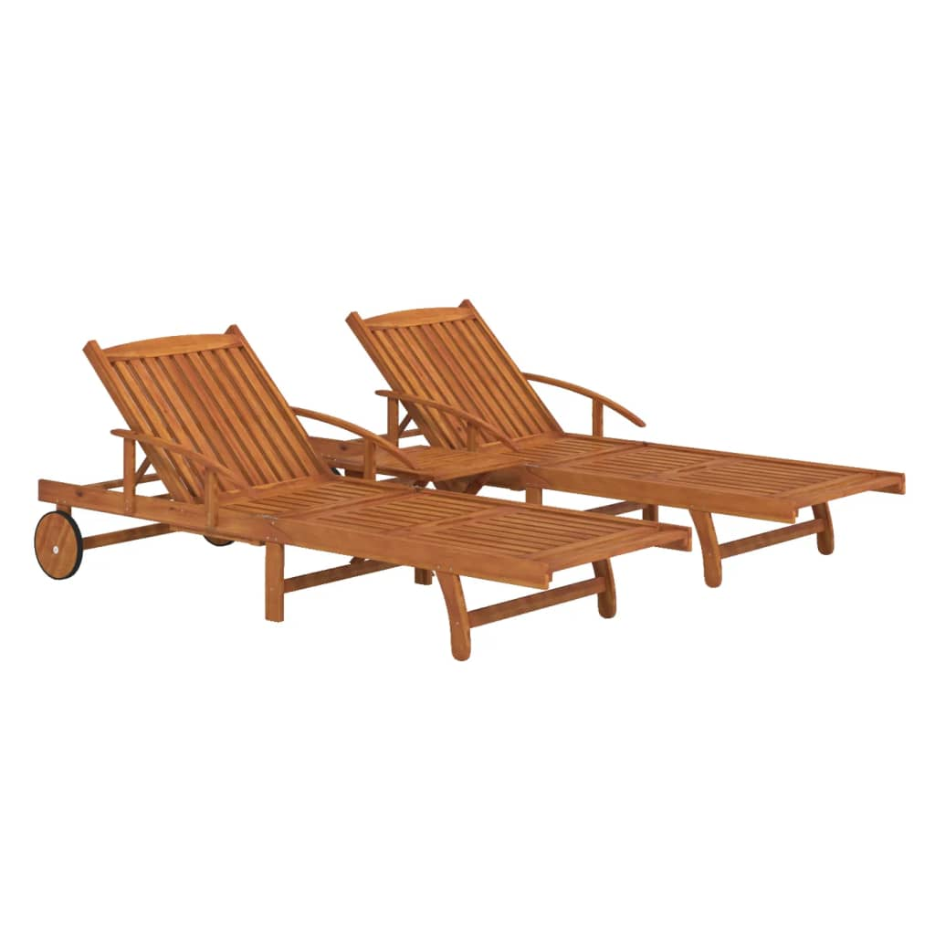 vidaXL 2 Piece Sunlounger Set with Table Solid Wood Acacia - Sudd