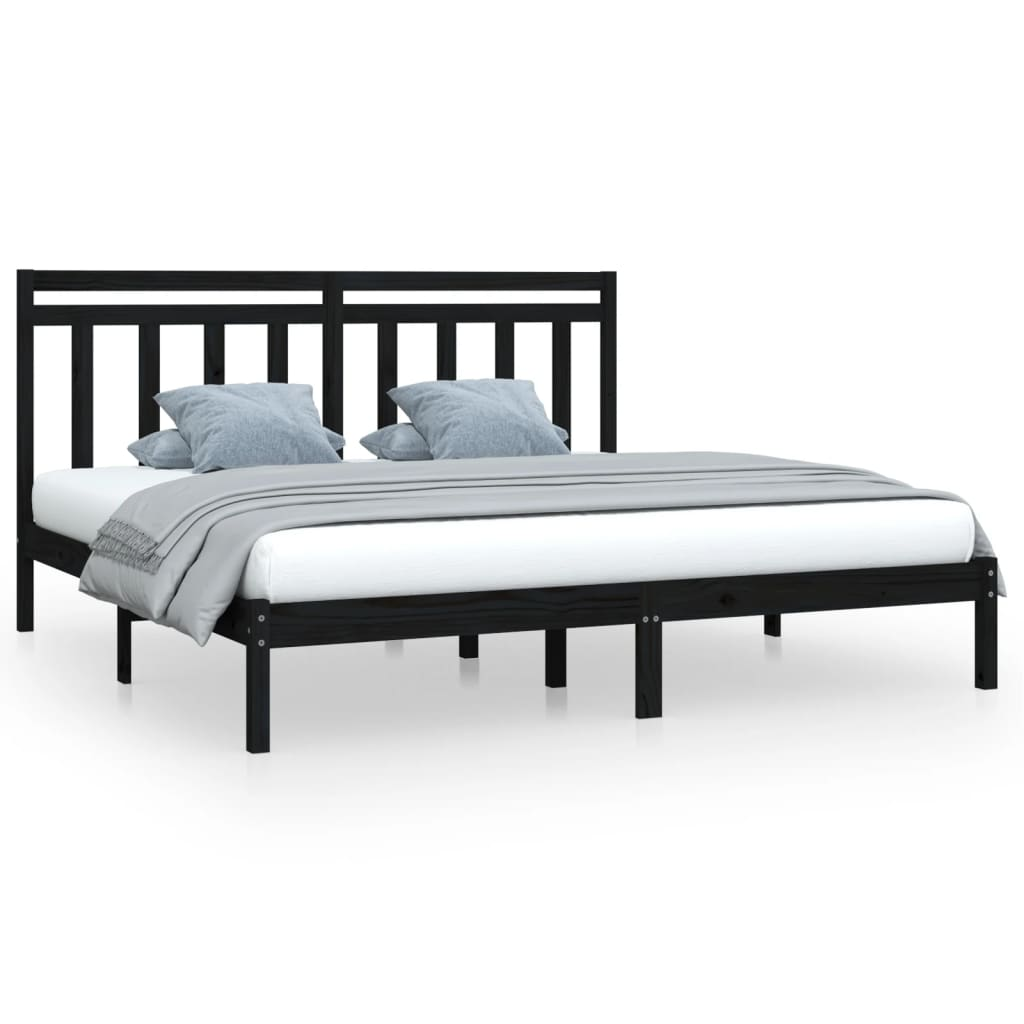 vidaXL Bed Frame Black Solid Wood 200x200 cm - Sudd