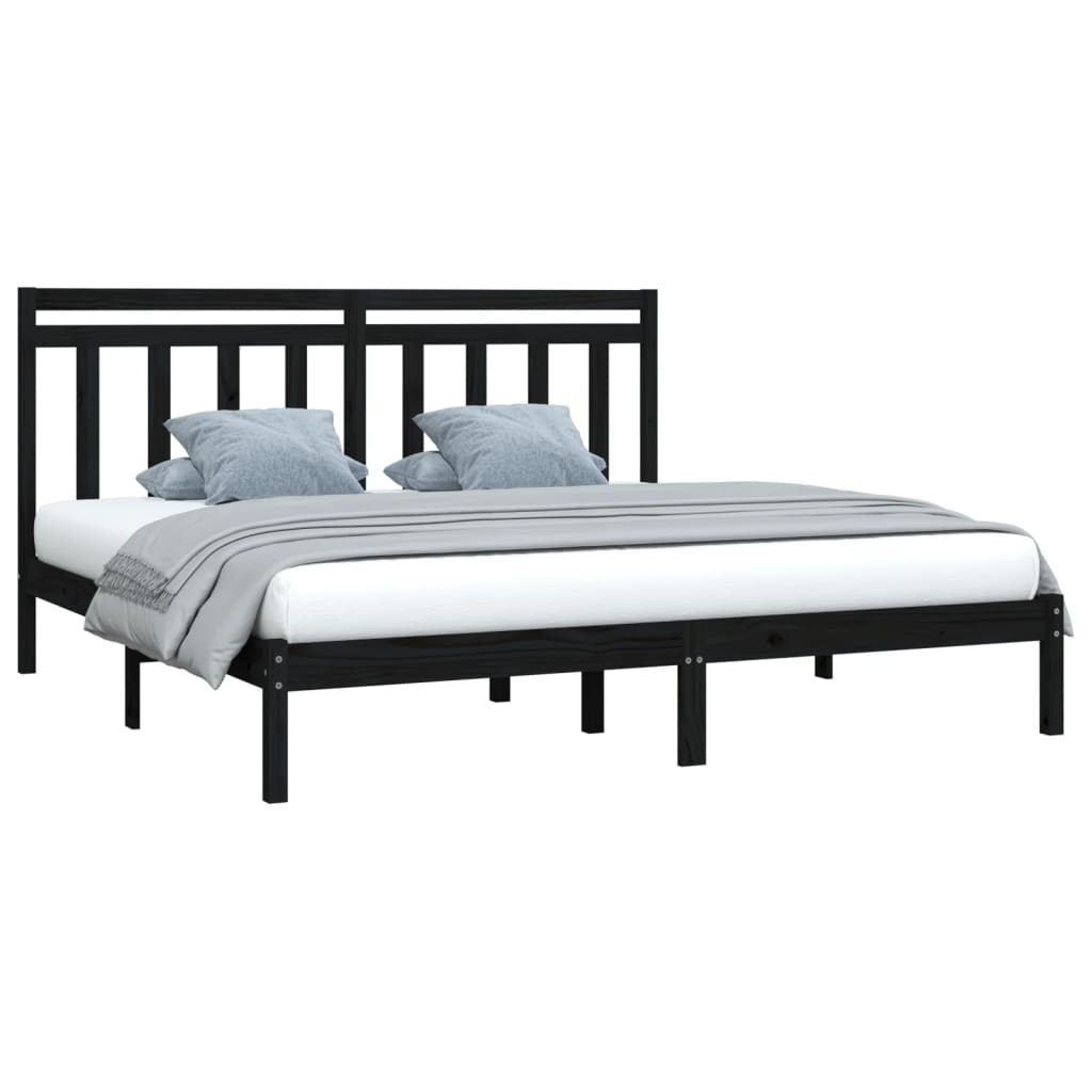 vidaXL Bed Frame Black Solid Wood 200x200 cm - Sudd