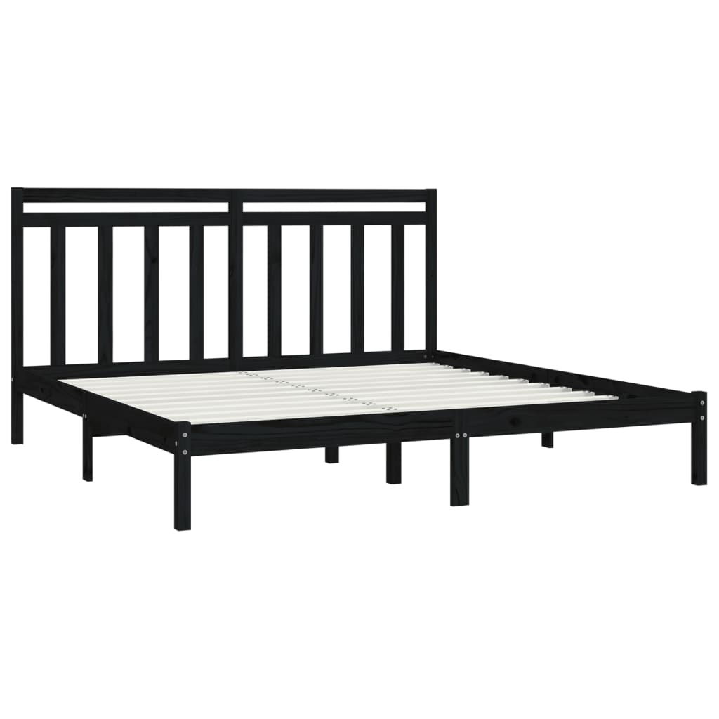 vidaXL Bed Frame Black Solid Wood 200x200 cm - Sudd