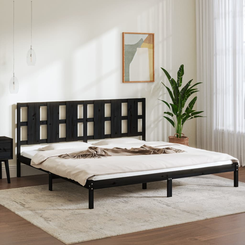 vidaXL Bed Frame Black Solid Wood Pine 200x200 cm - Sudd