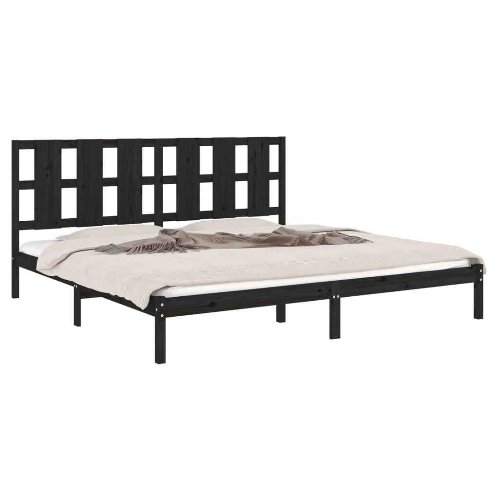 vidaXL Bed Frame Black Solid Wood Pine 200x200 cm - Sudd