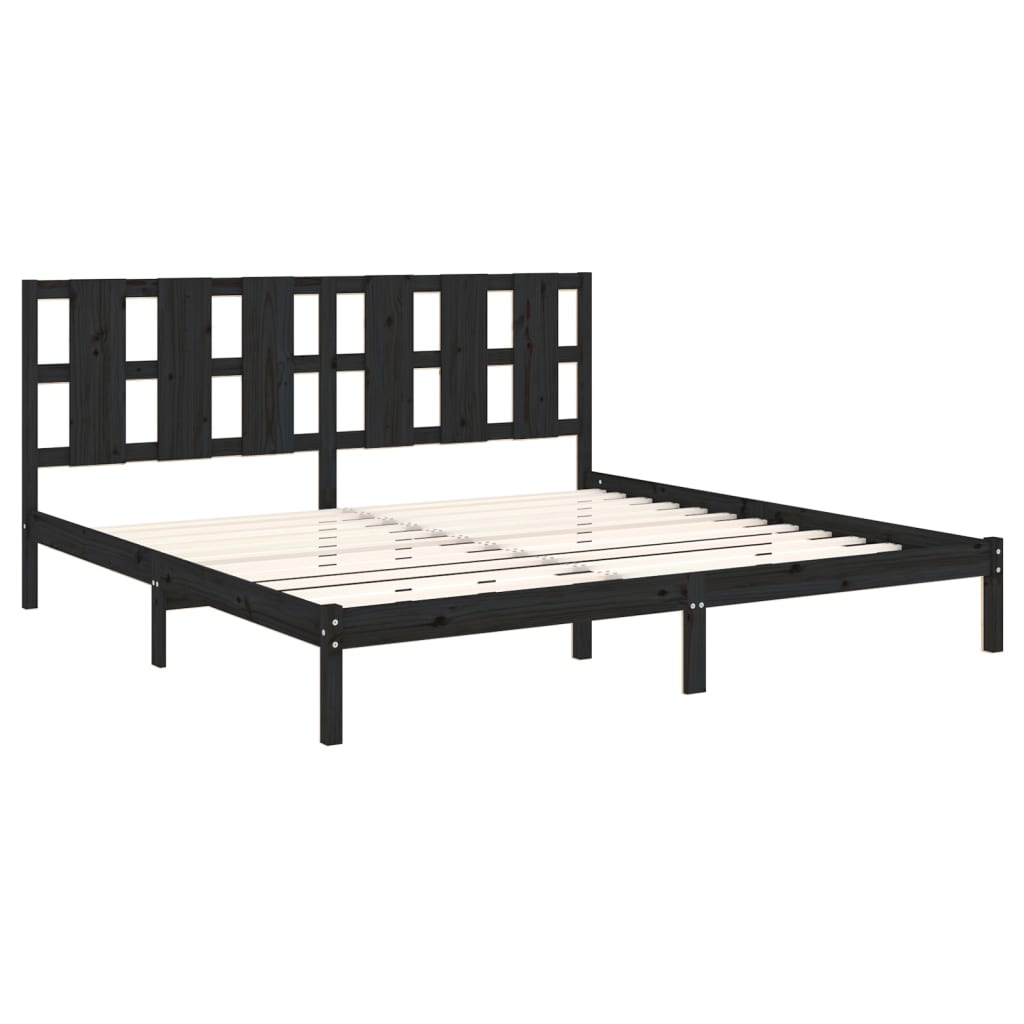 vidaXL Bed Frame Black Solid Wood Pine 200x200 cm - Sudd