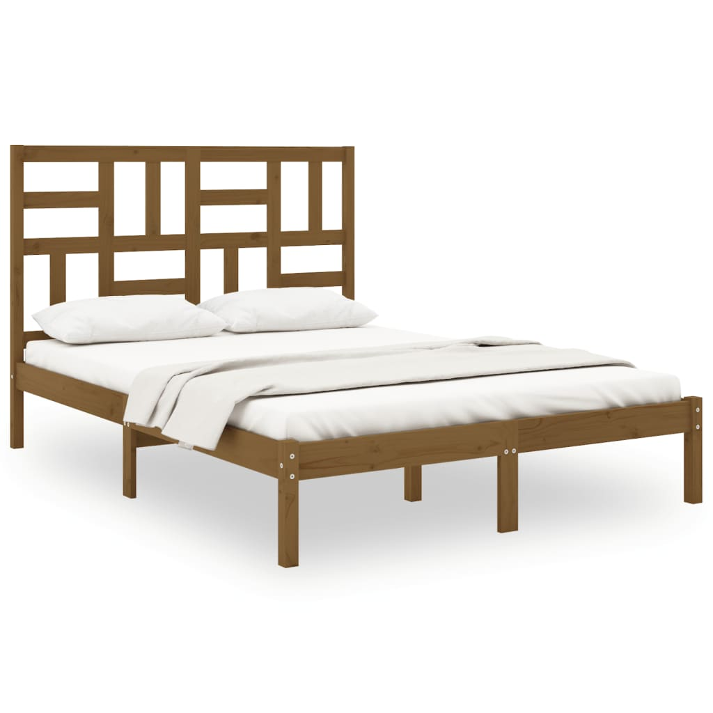 vidaXL Bed Frame Honey Brown Solid Wood 120x190 cm Small Double - Sudd