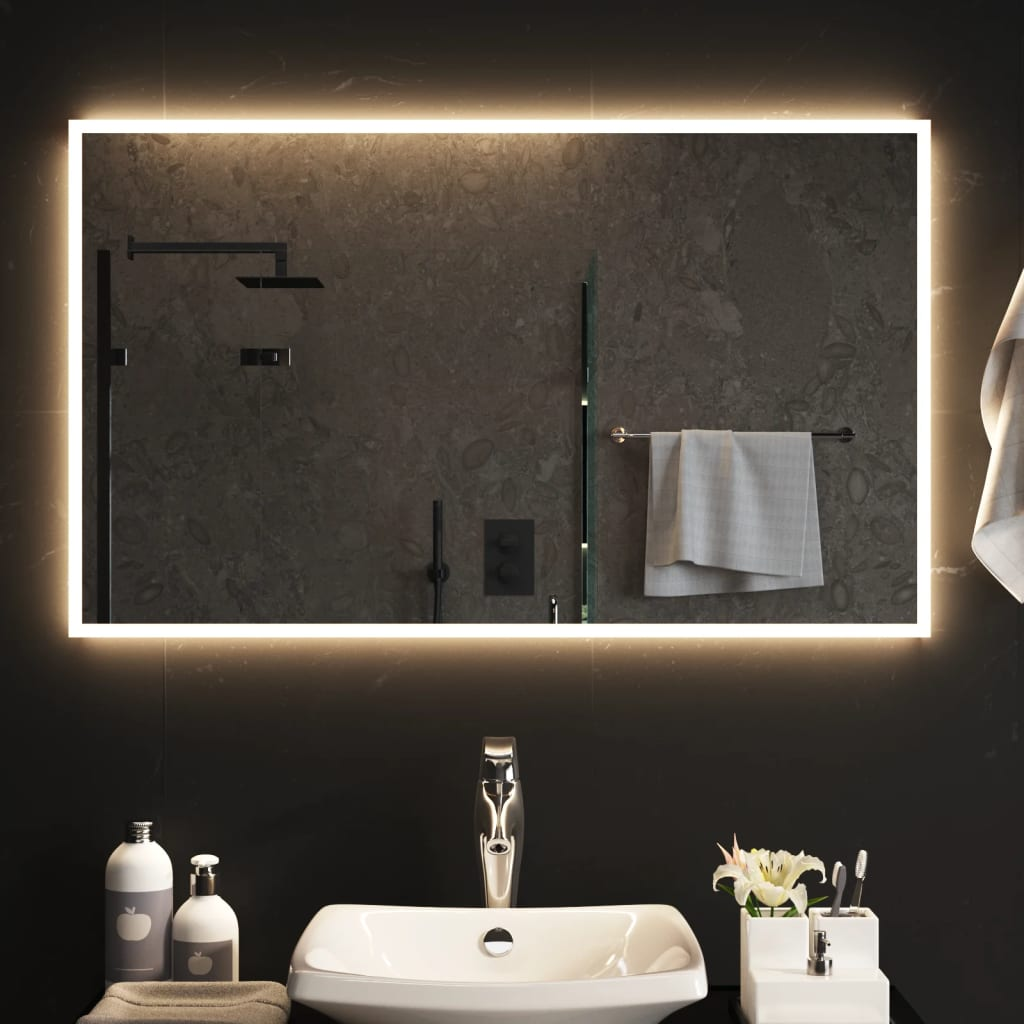 LED Bathroom Mirror 60x100 cm - Waterproof Vanity Mirror with USB Interface - Sudd