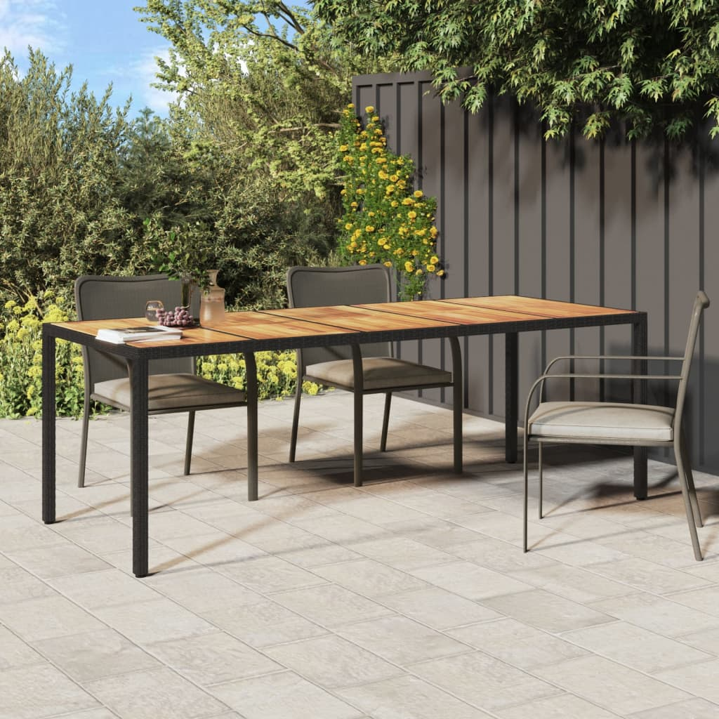 vidaXL Garden Table Black 250x100x75 cm Poly Rattan - Sudd