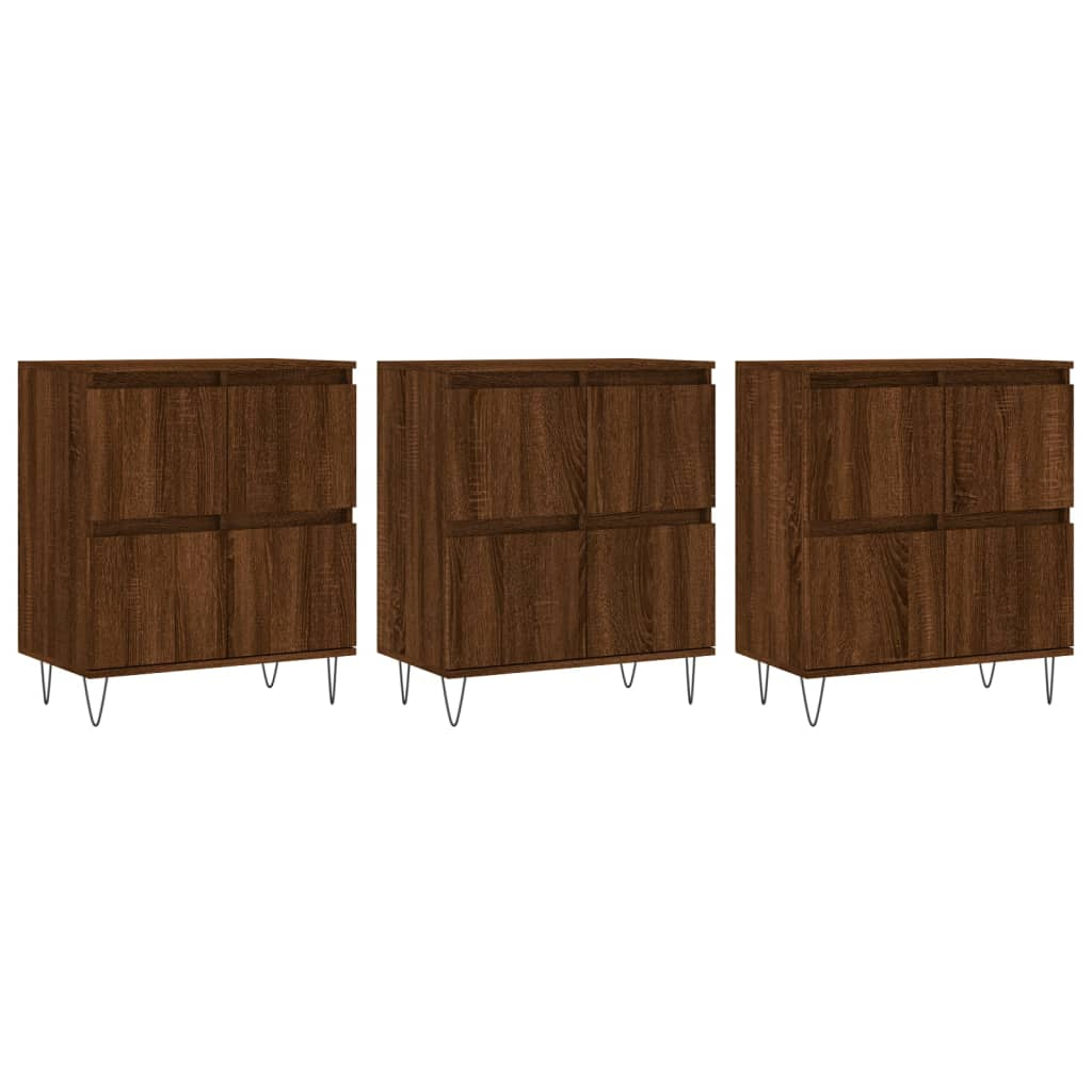 vidaXL Sideboards 3 pcs Brown Oak Engineered Wood - Sudd