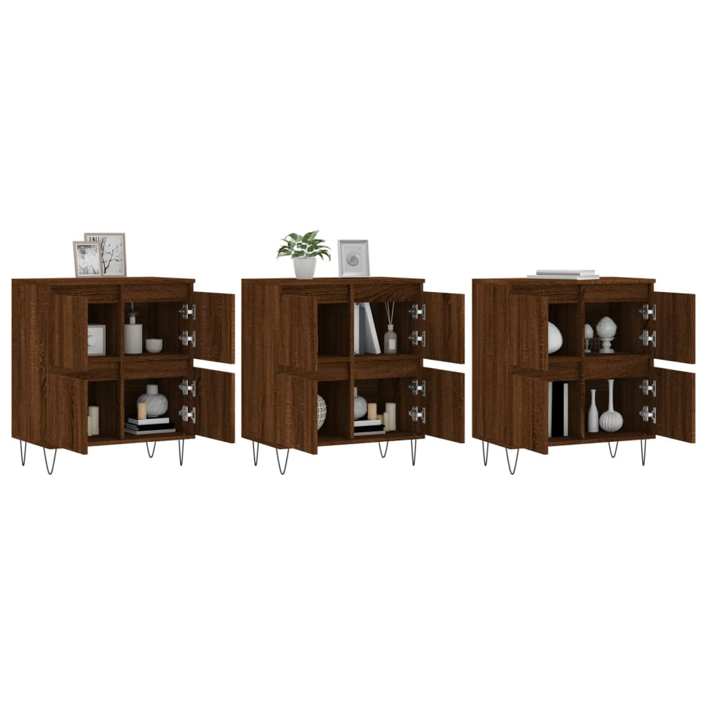 vidaXL Sideboards 3 pcs Brown Oak Engineered Wood - Sudd