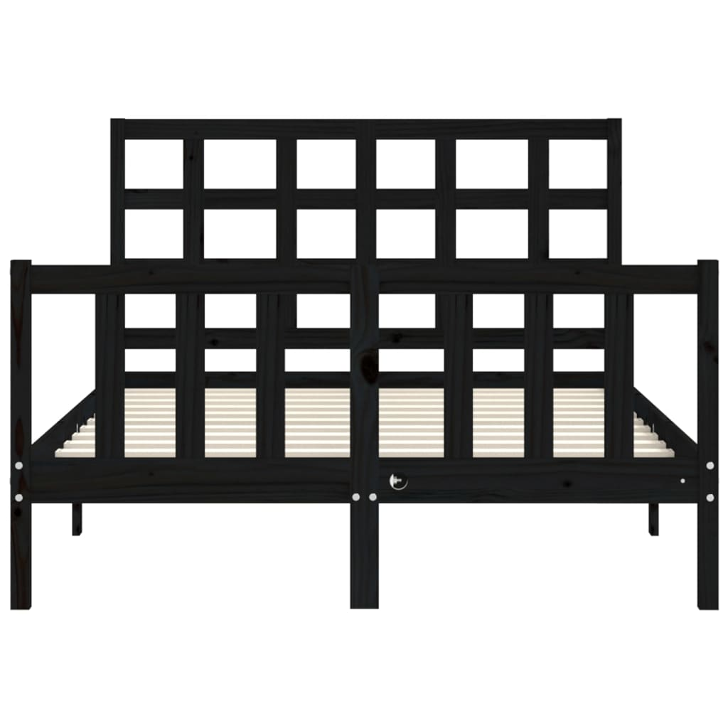 vidaXL Bed Frame with Headboard Black 140x200 cm Solid Wood - Sudd