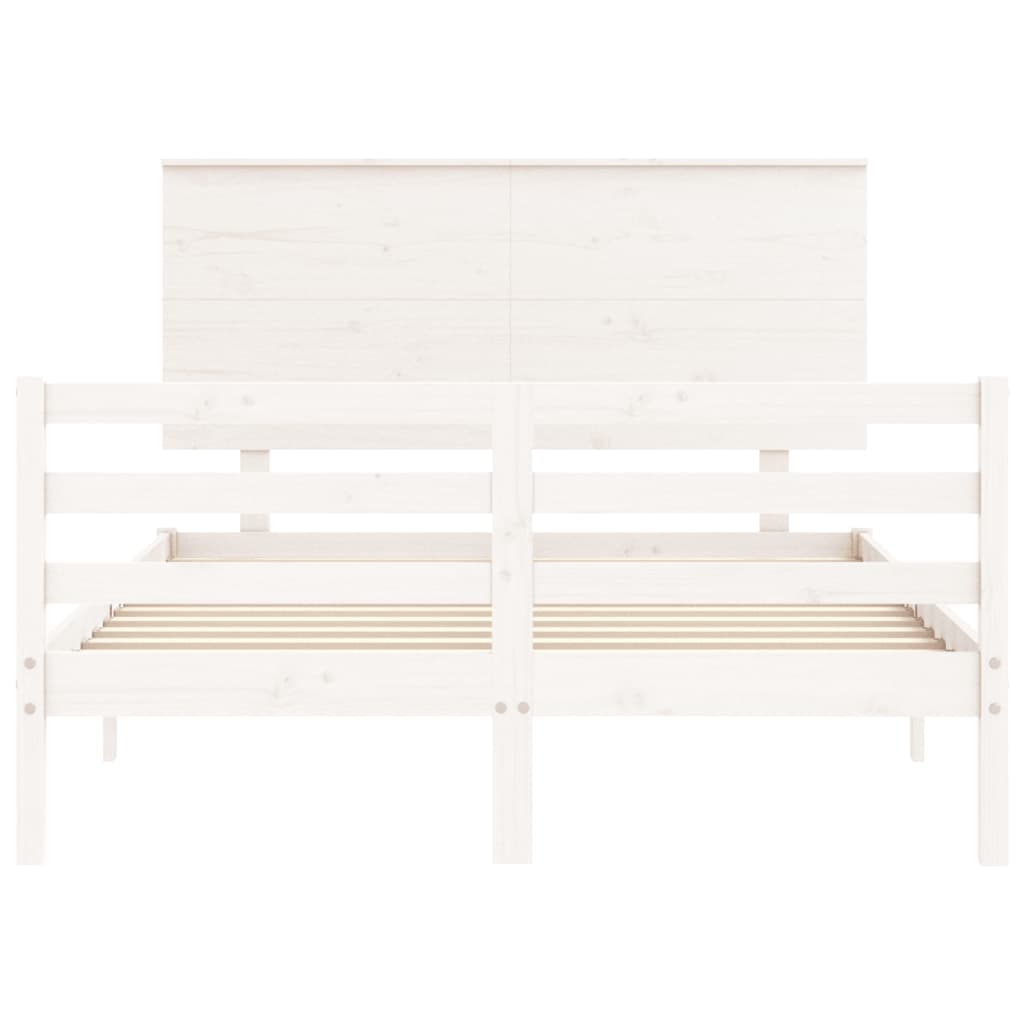 vidaXL Bed Frame with Headboard White 140x200 cm Solid Wood - Sudd