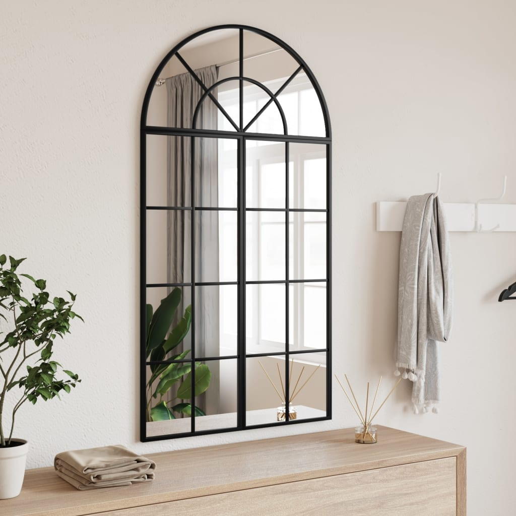 vidaXL Wall Mirror Black 60x110 cm Arch Iron - Sudd