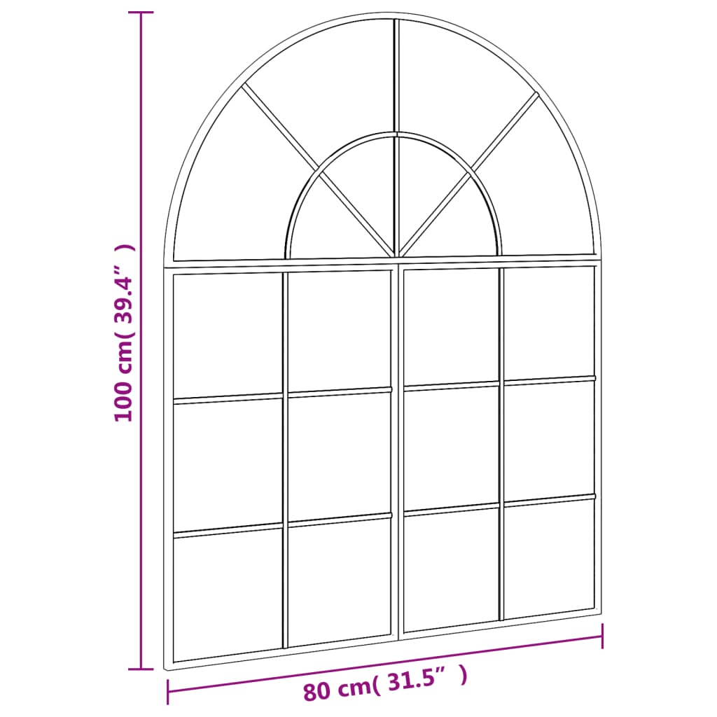 vidaXL Wall Mirror Black 80x100 cm Arch Iron - Sudd