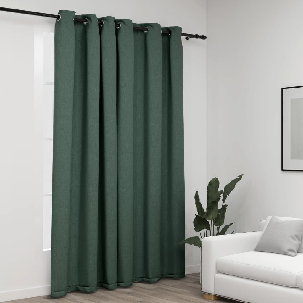 vidaXL Linen-Look Blackout Curtains with Grommets Green 290x245cm