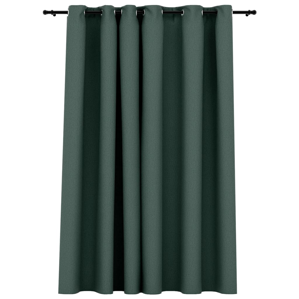 vidaXL Linen-Look Blackout Curtains with Grommets Green 290x245cm