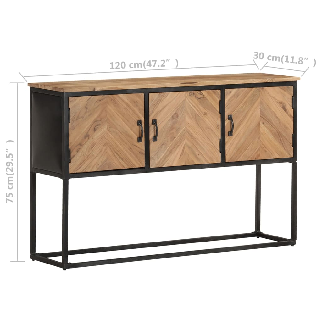 vidaXL Sideboard 120x30x75 cm Solid Acacia Wood - Sudd