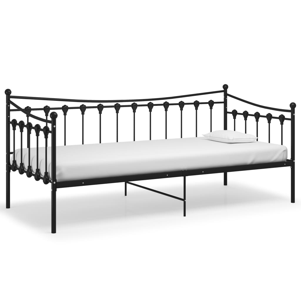 Sofa Bed Frame Black Metal 90x200 cm - Sudd