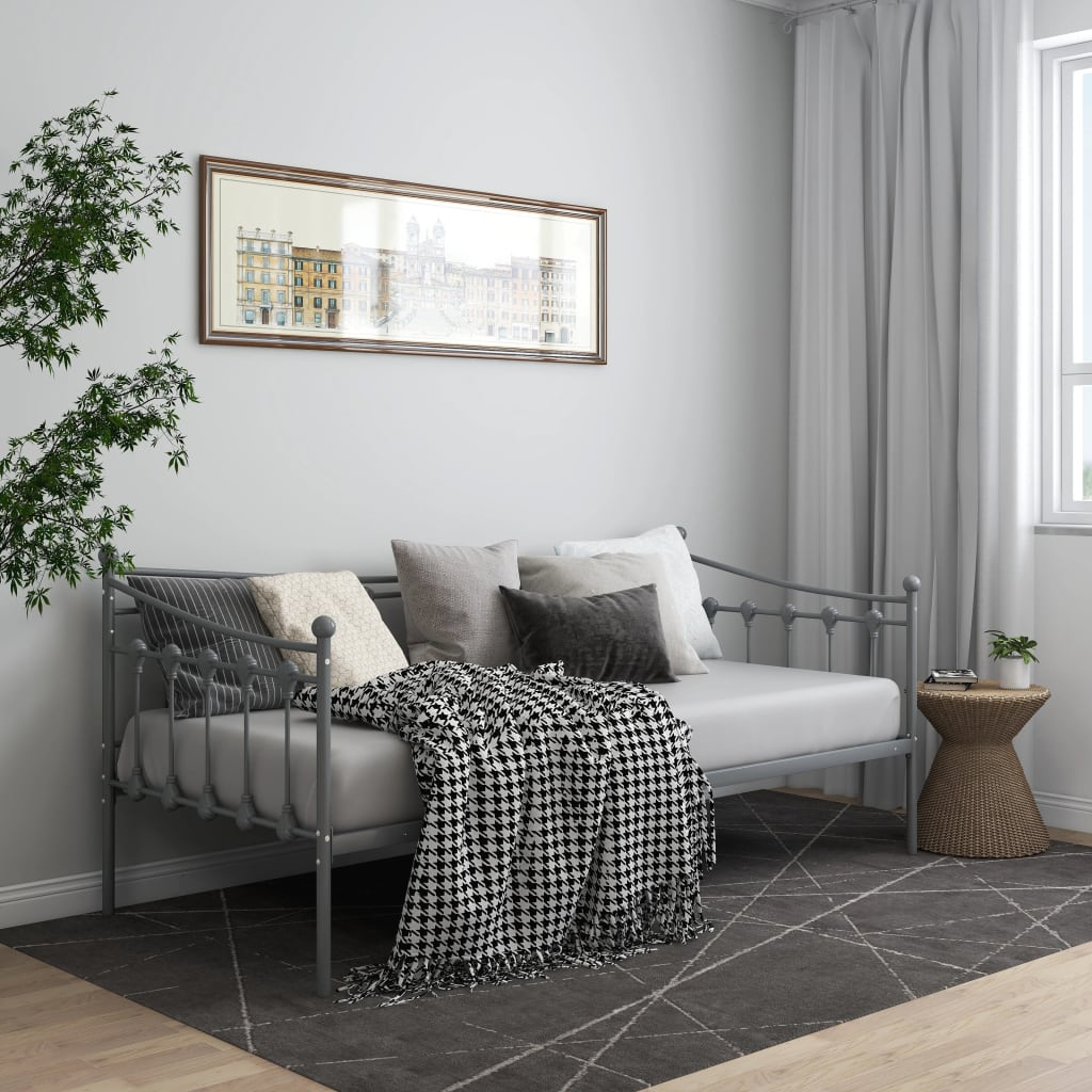 Sofa Bed Frame Grey Metal 90x200 cm - Sudd