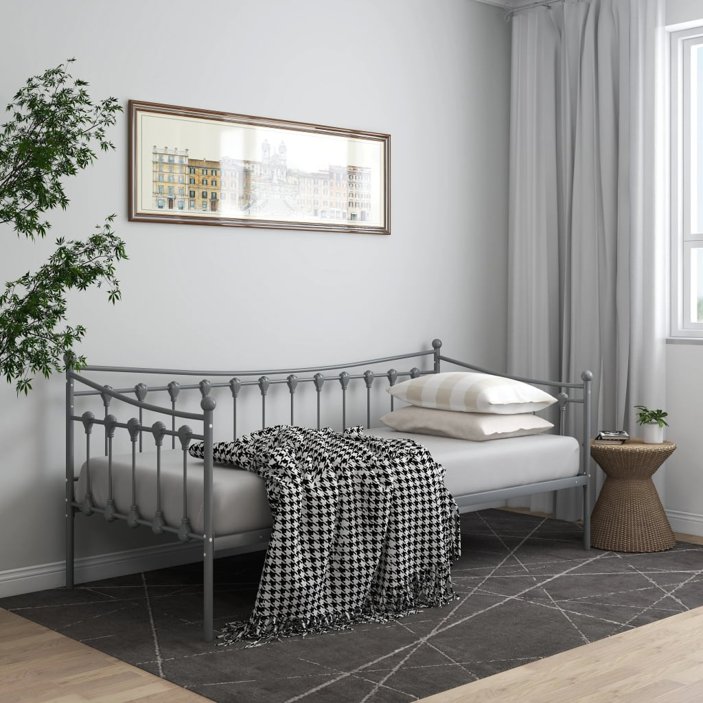 Sofa Bed Frame Grey Metal 90x200 cm - Sudd