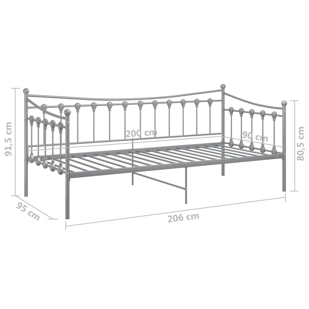 Sofa Bed Frame Grey Metal 90x200 cm - Sudd